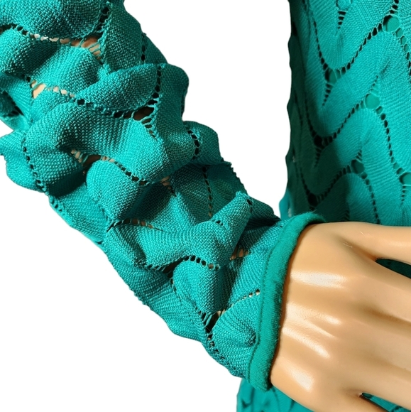 Free People Green Cochet Wild Thing Mini Sheath V Neck Retro - Picture 12 of 17